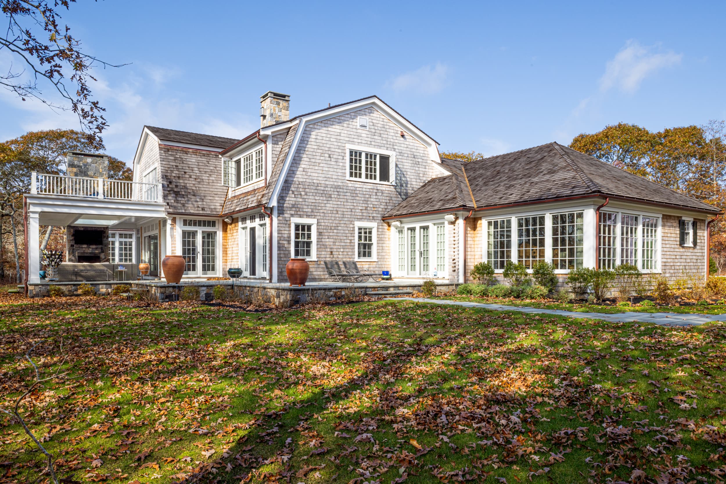 Exterior view of the Great Pond Retreat property in Edgartown