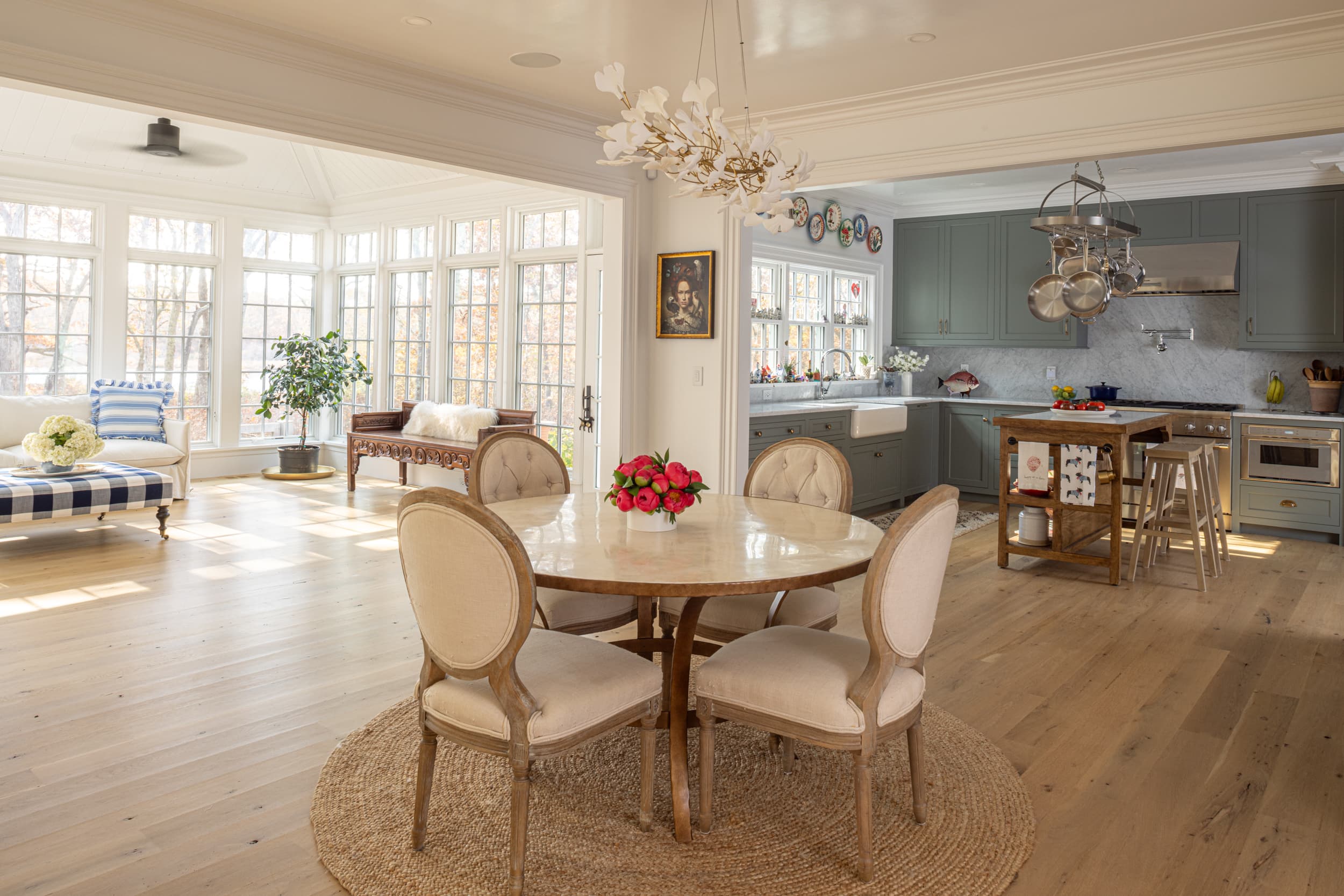 Waterfront Builders Martha's Vineyard Grant Pond Retreat kitchen and dining room finished